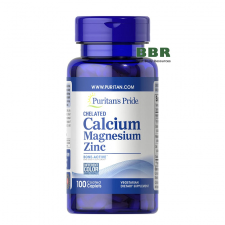 Chelated Calcium, Magnesium, Zinc 100 Tabs, Puritans Pride