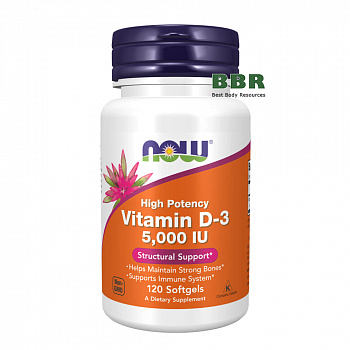 Vitamin D-3 5000iu 120 Softgels, NOW Foods