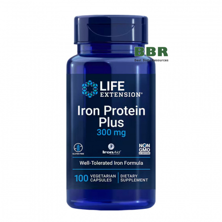 Iron Protein Plus 300mg 100 Veg Caps, Life Extension