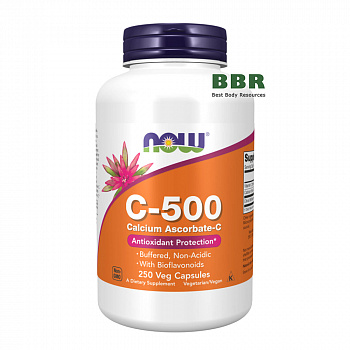 Vitamin C-500 Calcium Ascorbate-C with Bioflavonoids 250 Veg Caps, NOW Foods
