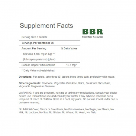 Spirulina 500mg 200 Tabs, Puritans Pride