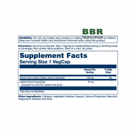 Lactase Enzyme 100 Veg Caps, Solaray