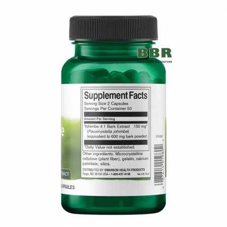 Yohimbe Bark 75mg 100 Caps, Swanson