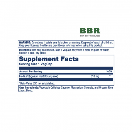 True Herbs Fo-Ti He-Shou-Wu 610mg 100 Veg Caps, Solaray