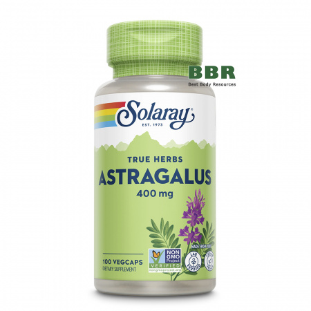 True Herbs Astragalus 400mg 100 Veg Caps, Solaray