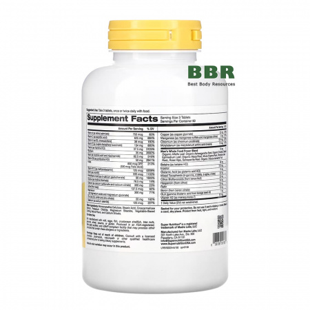 Mens Blend Antioxidant Rich Multivitamin 180 Tabs, Super Nutrition