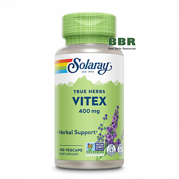True Herbs Vitex 400mg 100 Veg Caps, Solaray
