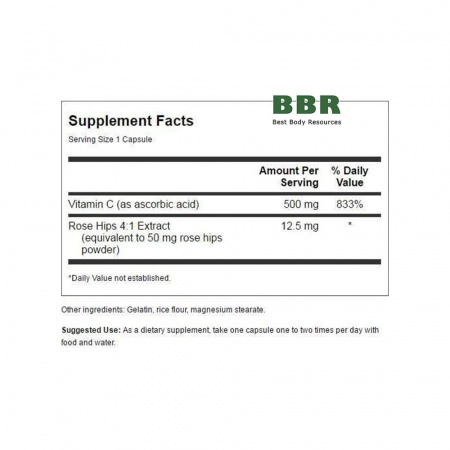 Vitamin C 500mg with Rose Hips 400 Caps, Swanson