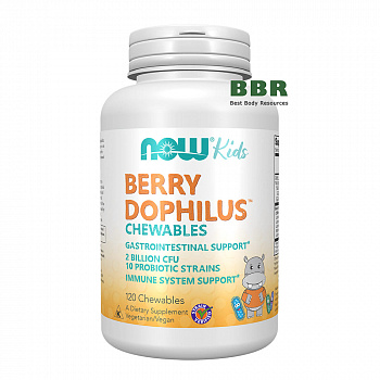 Kids Berry Dophilus 120 Chewables, NOW Foods