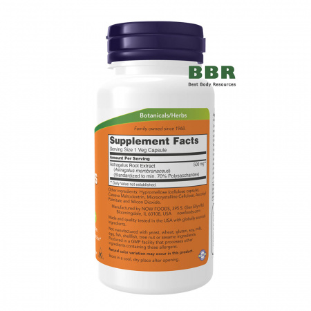 Astragalus Extract 500mg 90 Veg Caps, NOW Foods