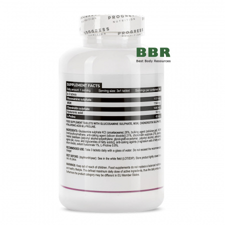Glucosamine Chondroitin MSM plus Hyaluronic 120 Tabs, Progress Nutrition