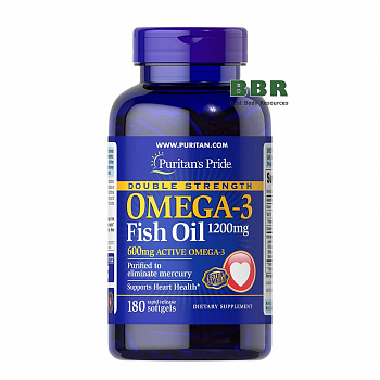 Double Strength Omega 3 1200mg 180 Softgels, Puritans Pride