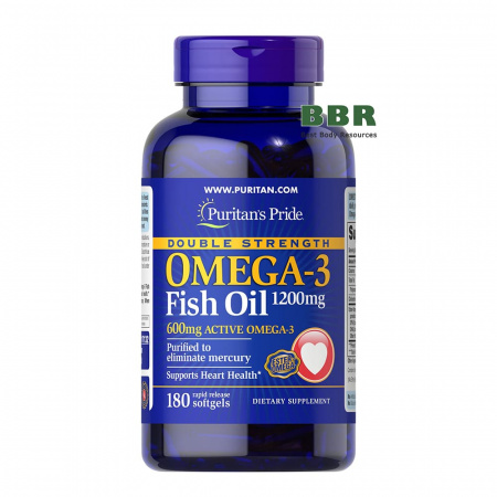 Double Strength Omega 3 1200mg 180 Softgels, Puritans Pride