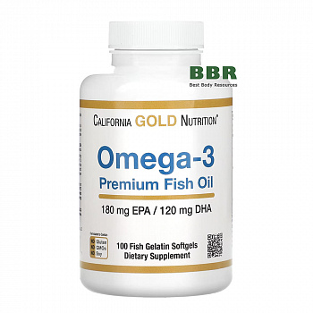 Premium Fish Oil Omega 3 100 softgels, California GOLD Nutrition