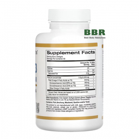 Premium Fish Oil Omega 3 100 softgels, California GOLD Nutrition