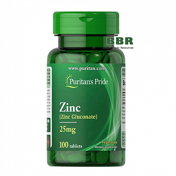 Zinc Gluconate 25mg 100 Tabs, Puritans Pride