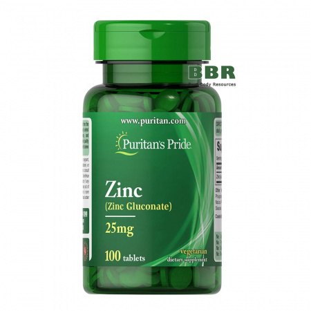 Zinc Gluconate 25mg 100 Tabs, Puritans Pride