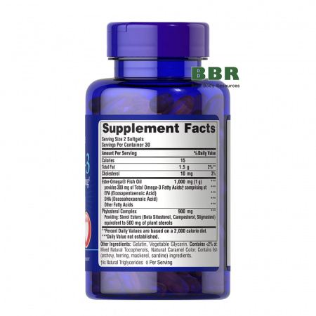 Omega 3 Fish Oil Cholesterol Support 60 Softgels, Puritans Pride