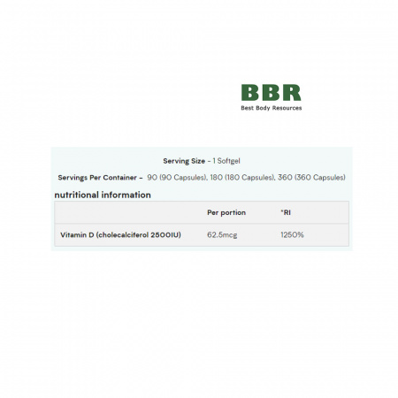 Vitamin D-3 2500iu 180 Softgels, MyProtein