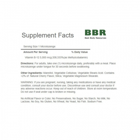 Vitamin B-12 Methylcobalamin 5000mcg 30 Tabs, Puritans Pride