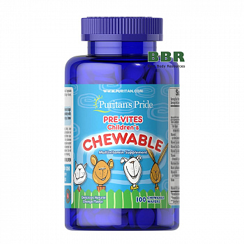 Pre-Vites Childrens Multivitamin 100 Chewables, Puritans Pride