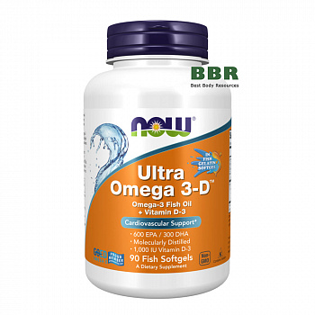 Ultra Omega 3-D 90 Fish Softgels, NOW Foods