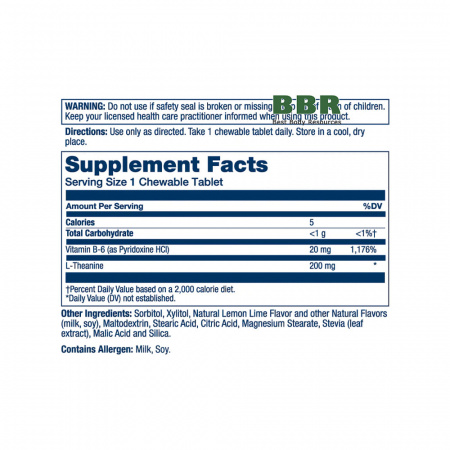 L-Theanine 200mg 30 Chewables, Solaray