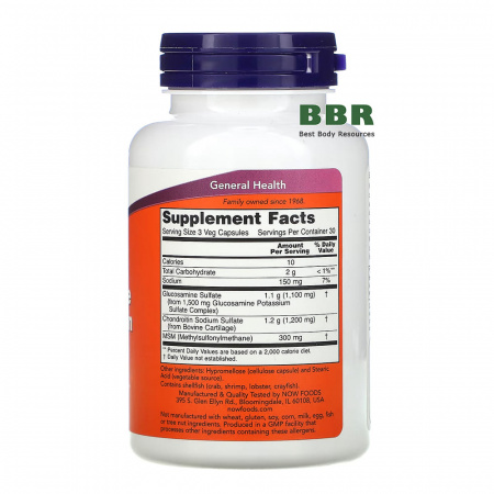 Glucosamine & Chondroitin MSM 90 Caps, NOW Foods