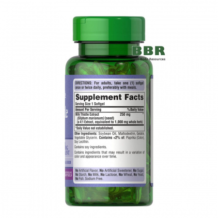 Milk Thistle Extract 1000mg Equivalent 90 Softgels, Puritans Pride
