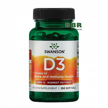 Vitamin D3 Highest Potency 5000iu 250 Softgels, Swanson