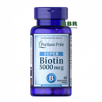 Biotin 5000mcg 60 Softgels, Puritan`s Pride