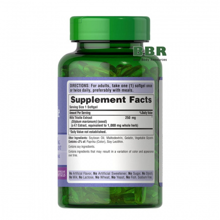 Milk Thistle Extract 1000mg Equivalent 180 Softgels, Puritans Pride Milk Thistle Extract 1000mg Equivalent 180 Softgels, Puritans Pride