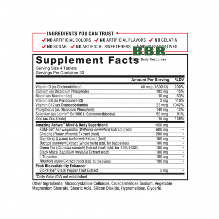 Amazing ASHWA 120 Tabs, Force Factor