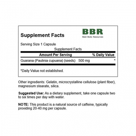 Full Spectrum Guarana 500mg 100 Caps, Swanson