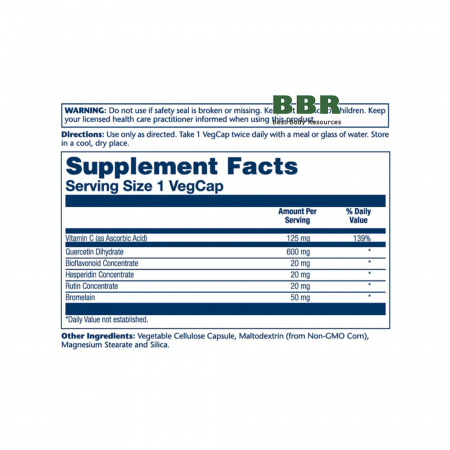 Mega Quercetin 600mg 60 Veg Caps, Solaray