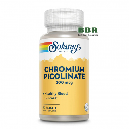 Chromium Picolinate 200mcg 50 Tabs, Solaray