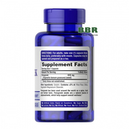 Fenugreek 610mg 100 Caps, Puritans Pride