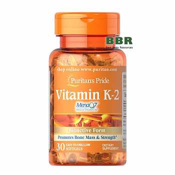 Vitamin K-2 MenaQ7 100mcg 30 Softgels, Puritans Pride