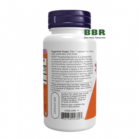 Phosphatidyl Serine 100mg 60 Caps, NOW Foods