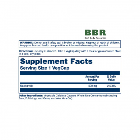 Niacinamide 500mg 100 Veg Caps, Solaray