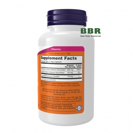 Vitamin C-500 Calcium Ascorbate-C with Bioflavonoids 250 Veg Caps, NOW Foods