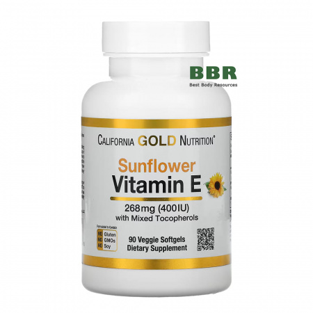 Sunflower Vitamin E 268mg 90 Softgels, California GOLD Nutrition