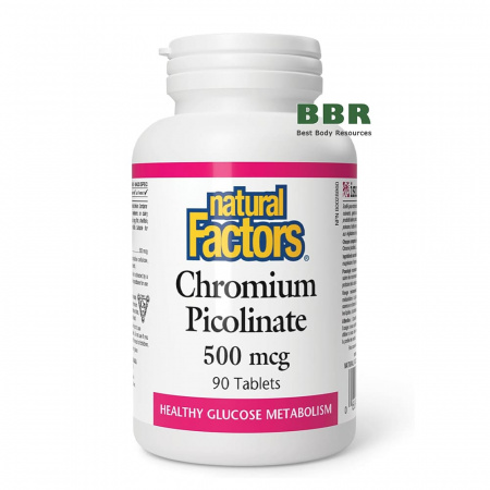 Chromium Picolinate 500mcg 90 Tabs, Natural Factors