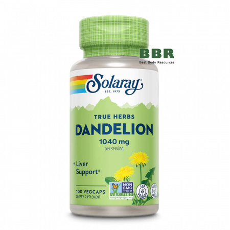True Herbs Dandelion 1040mg 100 Veg Caps, Solaray