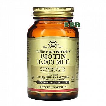 Biotin 10.000mcg 120 Veg Caps, Solgar