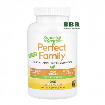Perfect Family Multivitamin Iron Free 240 Veg Caps, Super Nutrition