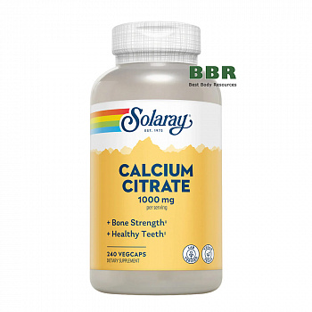 Calcium Citrate 1000mg 240 Veg Caps, Solaray