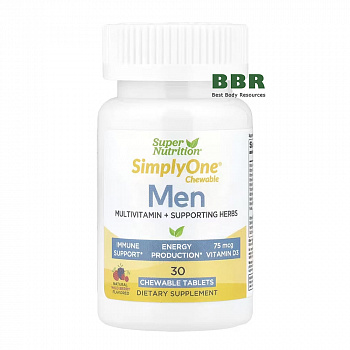 SimplyOne Chewable Men Multivitamin 30 Tabs, Super Nutrition