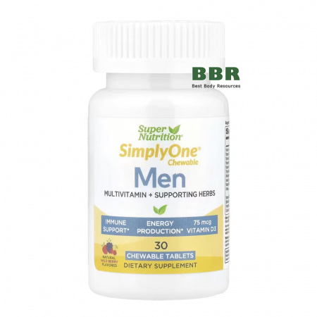 SimplyOne Chewable Men Multivitamin 30 Tabs, Super Nutrition