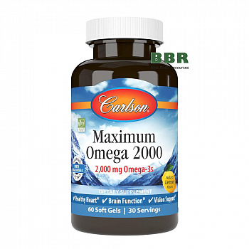 Wild Norwegian Maximum Omega 2000 60 Softgels, Carlson